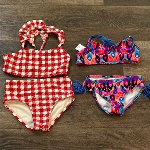 Set of Swimming Suits.  Girls size XS 4/5. Cat and Jack, Art Class brands.